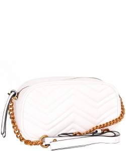 Chevron Quilted Crossbody Bag 6648 WHITE